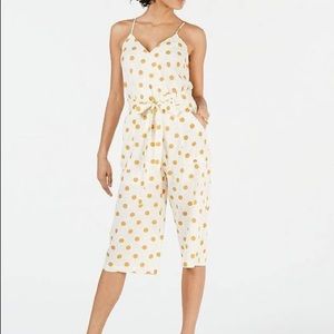 Capri jumpsuit yellow polka dot L